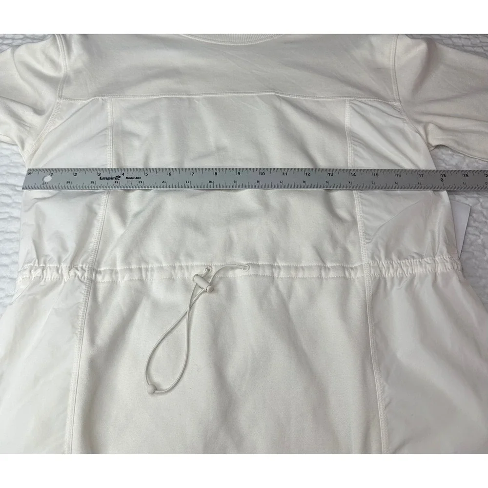 Athleta‎ Cream Drawstring Waist Sweatshirt Crewneck Long Sleeve Top XS